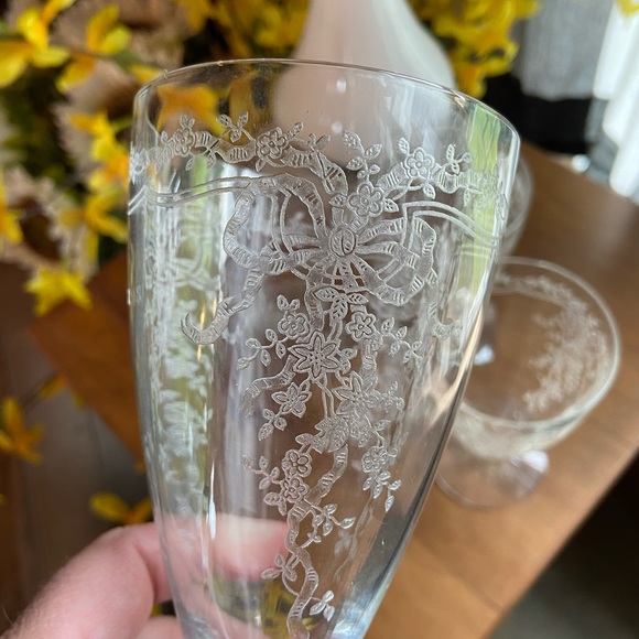 Vintage retired Fostoria June parfait  footed glasses - Picture 3 of 4